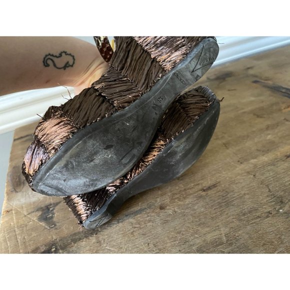 PRADA Wicker Woven Ankle Strap Platform Wedges - Picture 10 of 10